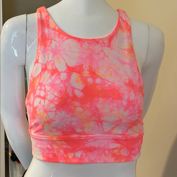 Lululemon Energy Bra High Neck LongLine Coral /Pink /Yellow Floral $58 NWOT - Picture 4 of 9